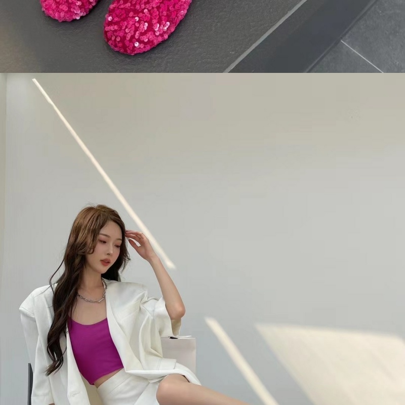 Dép Cao Gót Mũi Tròn Đính Kim Sa Lấp Lánh Thời Trang 2023