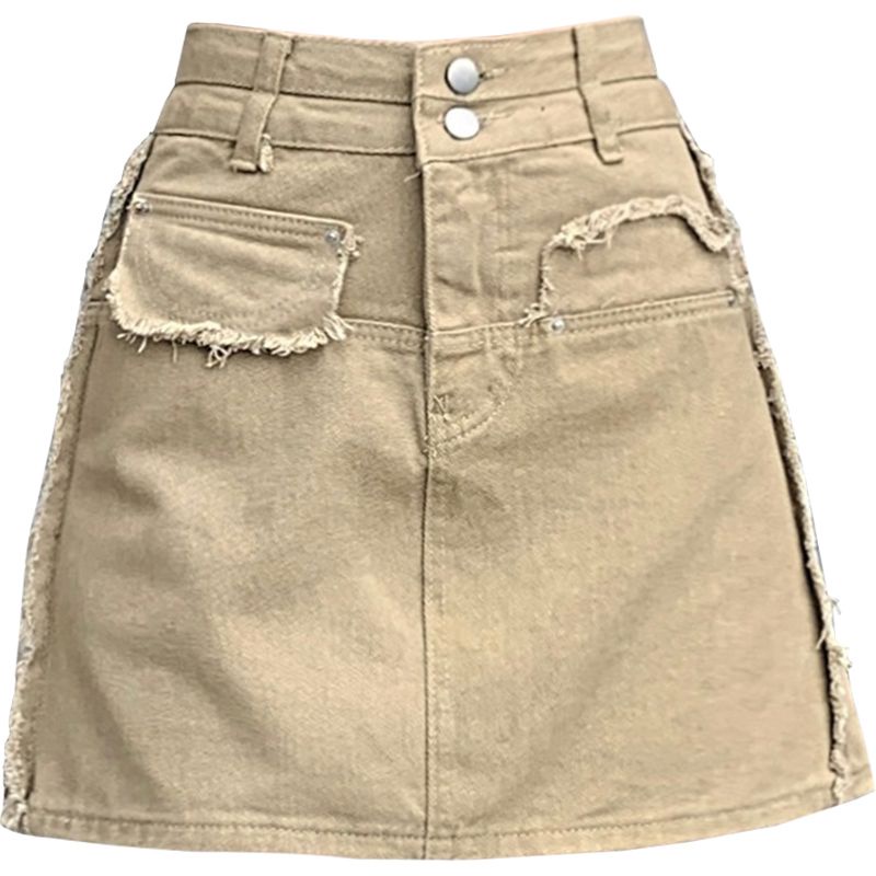 Jiashucheng Váy Yếm Denim Dáng Chữ a Lưng Cao Thời Trang Mùa Hè 2023 Mới Cho Nữ