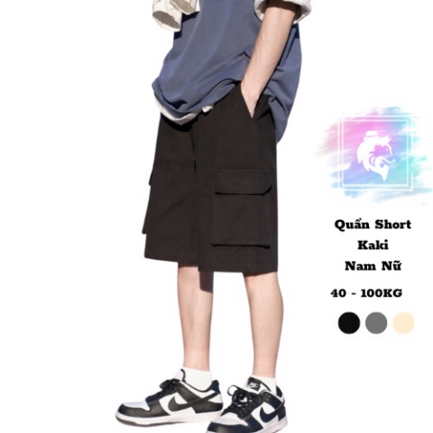 BIGSIZE 40-100KG Quần Short Kaki túi hộp nam nữ Sói Store cạp chun phong cách trẻ trung 3 màu - Hàng mới về
