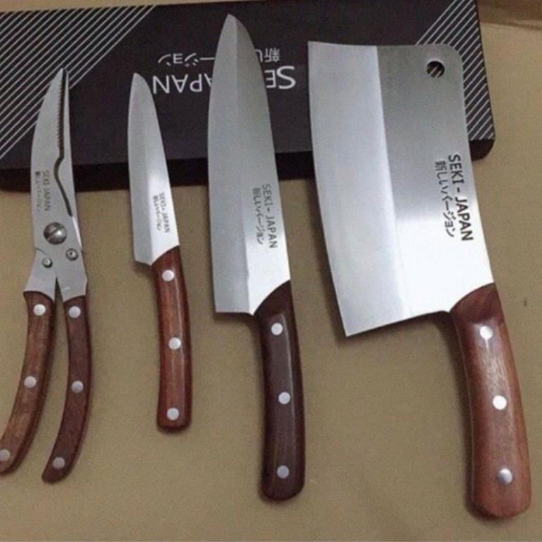 MUA 1 LẦN DÙNG CẢ ĐỜI - Bộ Dao Kéo 4 Món Cao Cấp SEKI - Hàng Nội Địa Nhật Siêu bền, chổng gỉ, an toàn, tiện lợi