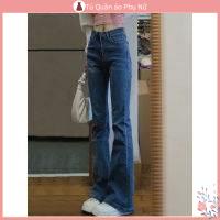 Qu N jean Ng L ng Th / Th Cho N Quần jean Ống Loe Lưng Cao Ôm Dáng Đa Năng Cỡ Lớn Màu Xanh Dương Đậm Retro Cho Nữ