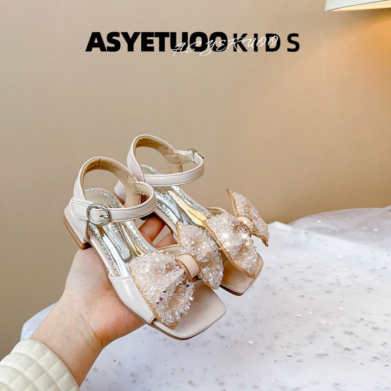 Xăng đan Cao Gót Không Trượt Mùa Hè 2023 Đính Nơ Cỡ Vừa Và Lớn Cho Bé Gái