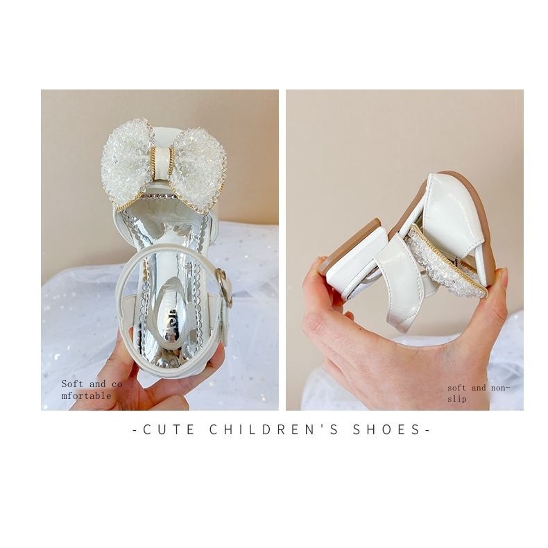 Xăng đan Cao Gót Không Trượt Mùa Hè 2023 Đính Nơ Cỡ Vừa Và Lớn Cho Bé Gái