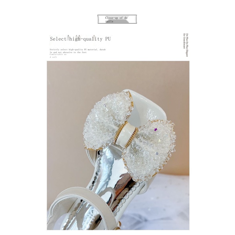 Xăng đan Cao Gót Không Trượt Mùa Hè 2023 Đính Nơ Cỡ Vừa Và Lớn Cho Bé Gái