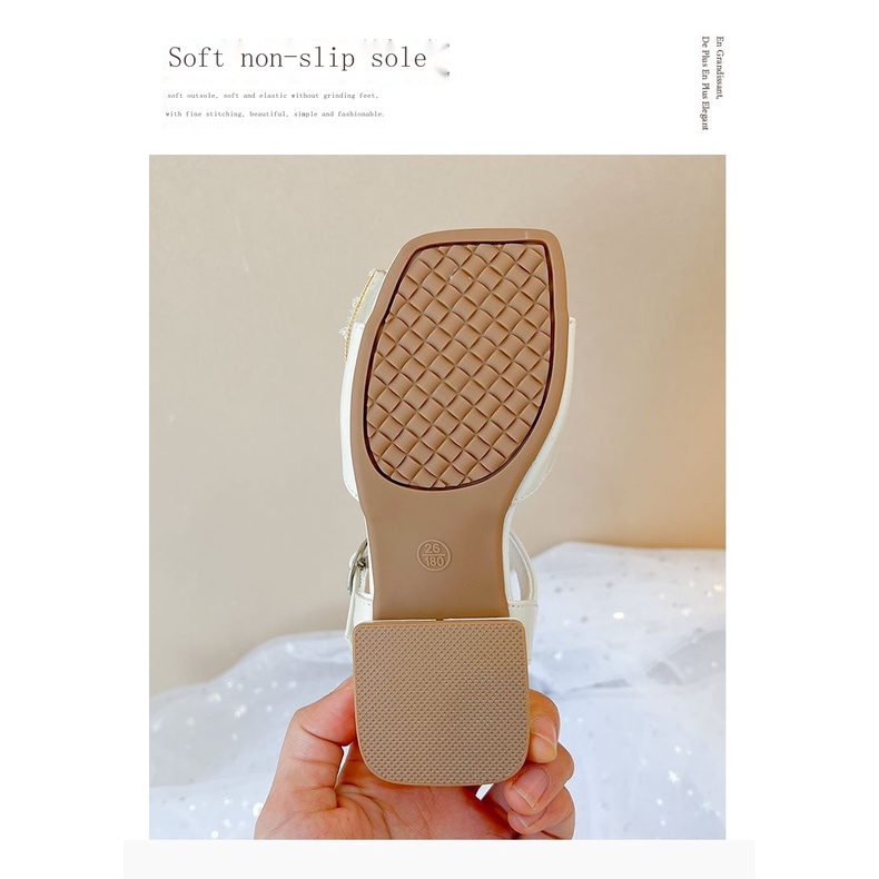 Xăng đan Cao Gót Không Trượt Mùa Hè 2023 Đính Nơ Cỡ Vừa Và Lớn Cho Bé Gái