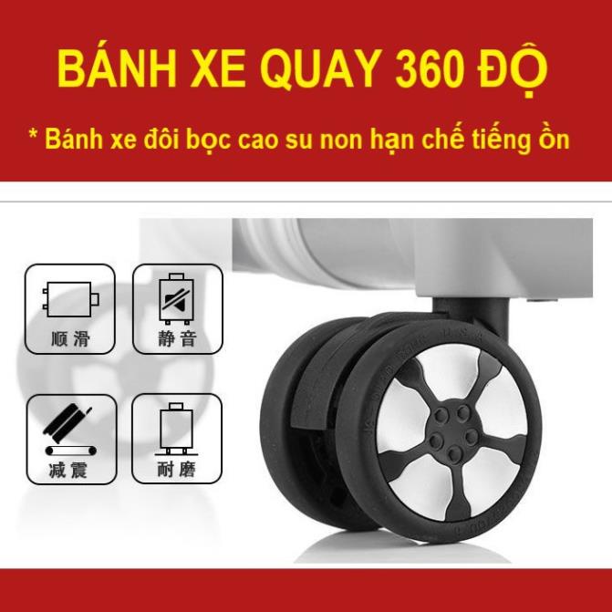 Vali khung nhôm khóa sập cao cấp chống vỡ, chống trộm size 20 inch 24 inch 26 inch