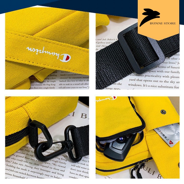 Túi đeo chéo vải canvas dày dặn Champions✅FREESHIP✅| Túi đeo chéo mini Shoulder Bag
