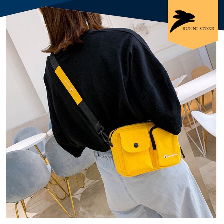 Túi đeo chéo vải canvas dày dặn Champions✅FREESHIP✅| Túi đeo chéo mini Shoulder Bag