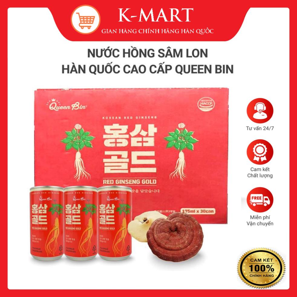 K-MART - Nước Hồng Sâm Lon Cao Cấp Queenbin Hàn Quốc thùng 30 lon, 1 lon x 175ml