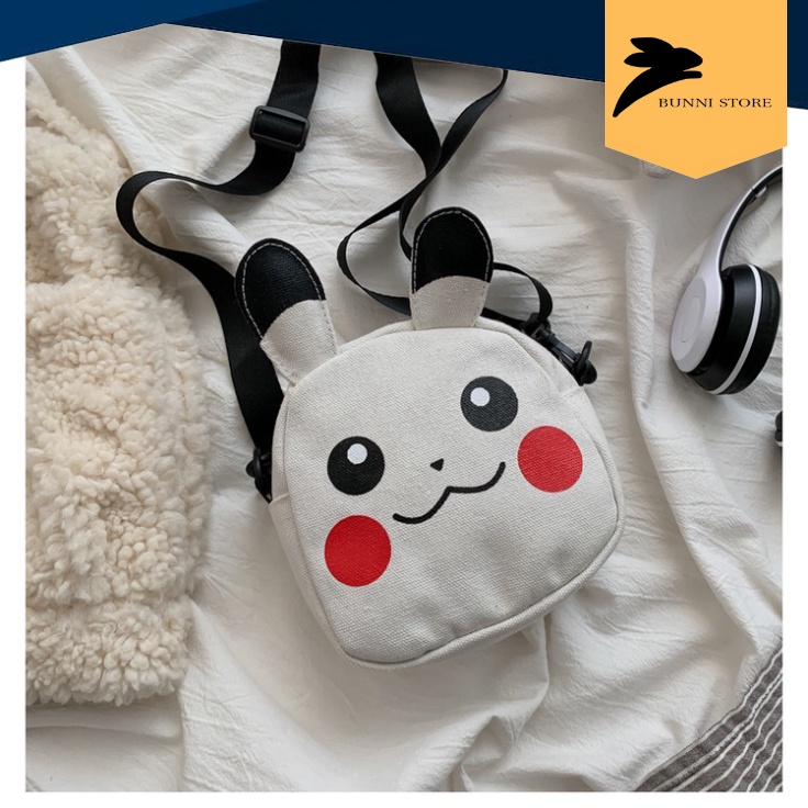 Túi đeo chéo mini hình Pikachu dễ thương chất vải canvas dành cho nữ 2023 | T004|bunnistore