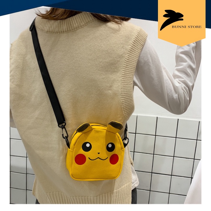 Túi đeo chéo mini hình Pikachu dễ thương chất vải canvas dành cho nữ 2023 | T004|bunnistore