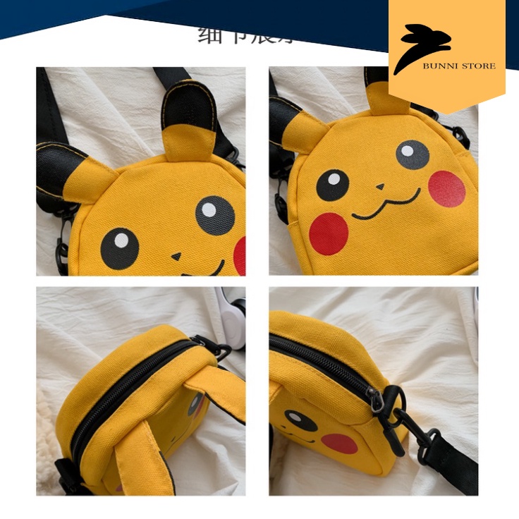 Túi đeo chéo mini hình Pikachu dễ thương chất vải canvas dành cho nữ 2023 | T004|bunnistore