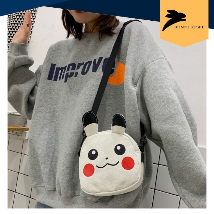 Túi đeo chéo mini hình Pikachu dễ thương chất vải canvas dành cho nữ 2023 | T004|bunnistore