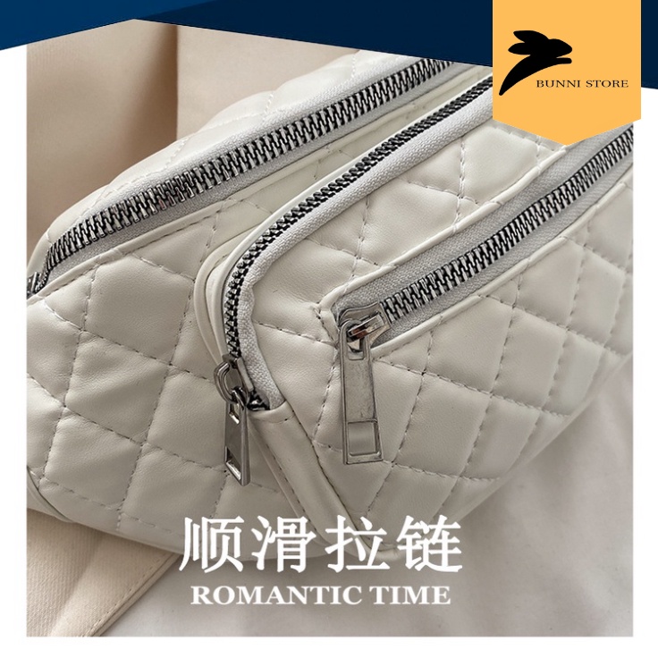 Túi bao tử đeo chéo chất da phao chần bông dành cho nữ hàng CQ cao cấp | T2005| bunnistore