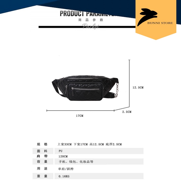 Túi bao tử đeo chéo chất da phao chần bông dành cho nữ hàng CQ cao cấp | T2005| bunnistore