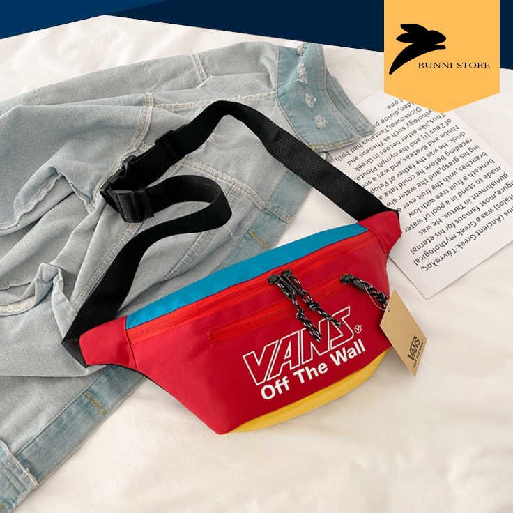 Túi Đeo Chéo Vans, Túi Vans Bao tử 2 màu Đen, Đỏ Waist Bags Bape VN | Túi thời trang Nam Nữ Unisex