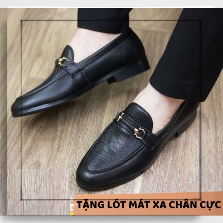 ℳℴ𝓂ℴ 𝒮𝒽ℴ𝓅 ♥ Giày tây nam công sở, Giày lười nam chất liệu da PU in vân đế cao su đúc - Mã GEA02 - Sẵn kho