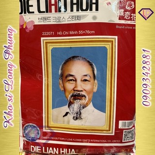 Tranh thêu -tranh đính đá chân dung bác hồ 222071 ,222072,222074 , df422,df420,df214 ,thêu kín
