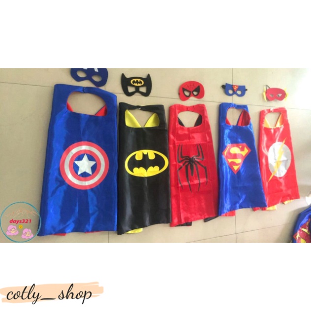 SET Áo Choàng + Mặt Nạ Superman Xanh Super Hero cho bé trai và bé gái công cụ giải trí siêu anh hùng
