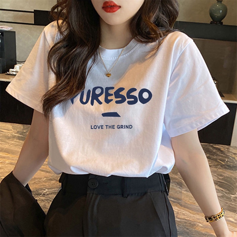 Áo Thun Cotton Tay Ngắn Dáng Rộng Màu Trắng Trơn Phong Cách Hàn Quốc Thời Trang Mùa Hè Mới Cho Nữ