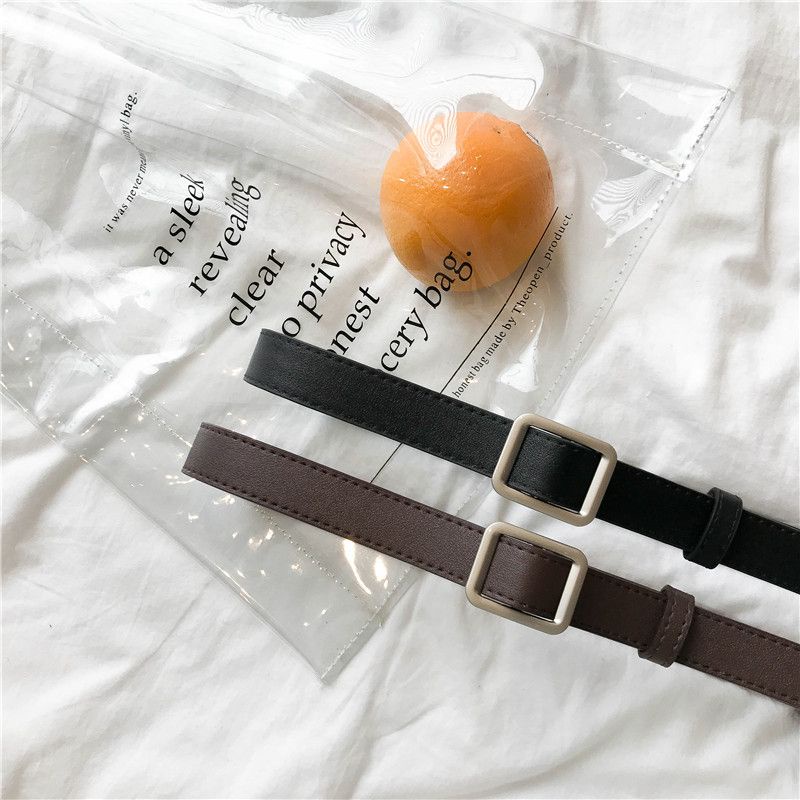 Thắt Lưng Màu Bạc Mặt Chữ Nhật Phong Cách retro Hàn Quốc Mới