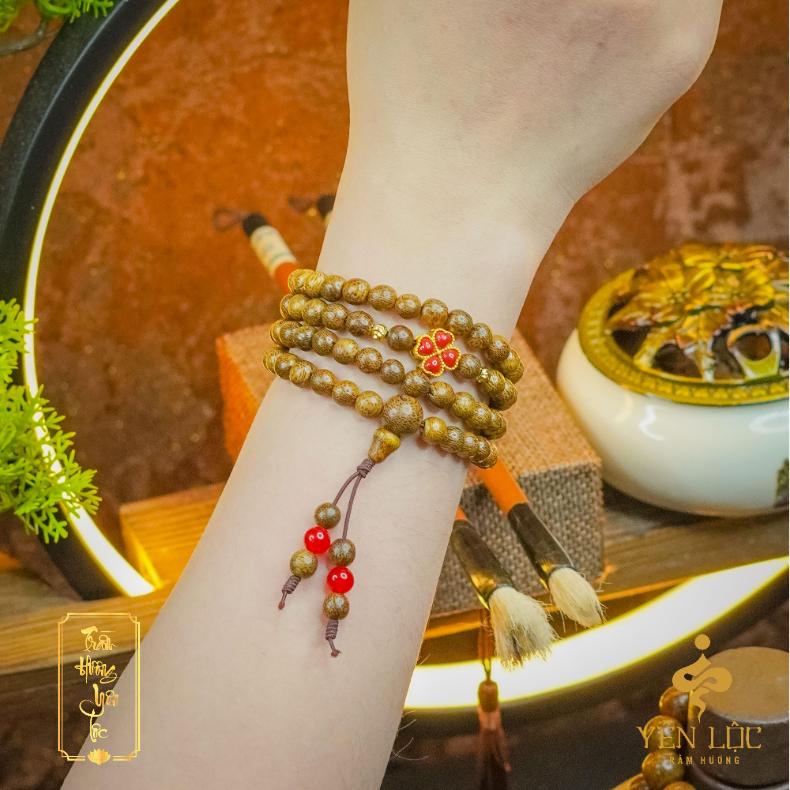 Vòng Trầm 108 Cỏ 4 Lá - Đủ màu theo cung mệnh