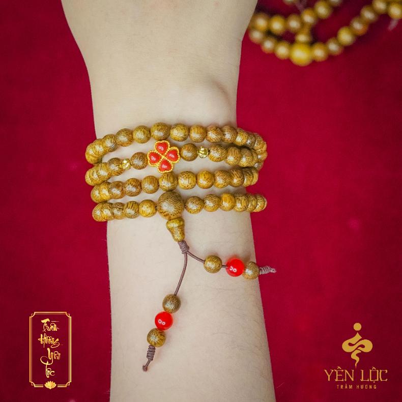 Vòng Trầm 108 Cỏ 4 Lá - Đủ màu theo cung mệnh
