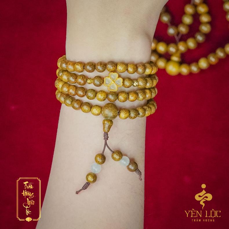 Vòng Trầm 108 Cỏ 4 Lá - Đủ màu theo cung mệnh