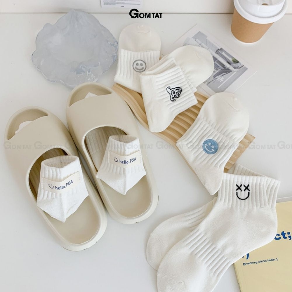 Tất nữ cổ ngắn GOMTAT hoạ tiết dễ thương, chất liệu cotton co giãn dày dặn, cực êm chân - NGANICON-PO-3024-1DOI