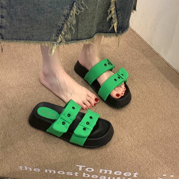 Dép lê đế dày phối váy dễ phối phong cách tiên nữ thời trang mặc ngoài cho nữ