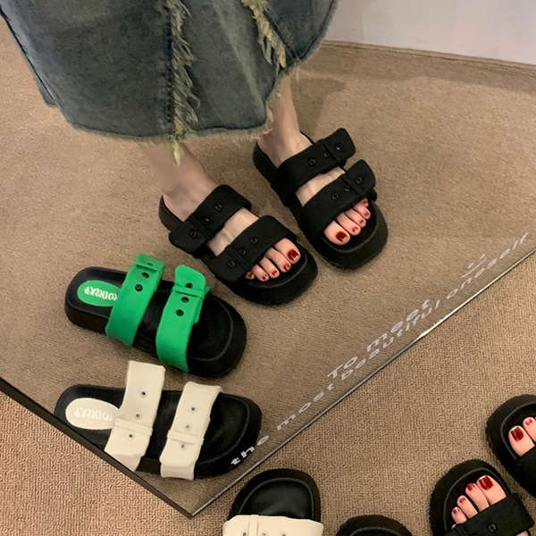 Dép lê đế dày phối váy dễ phối phong cách tiên nữ thời trang mặc ngoài cho nữ