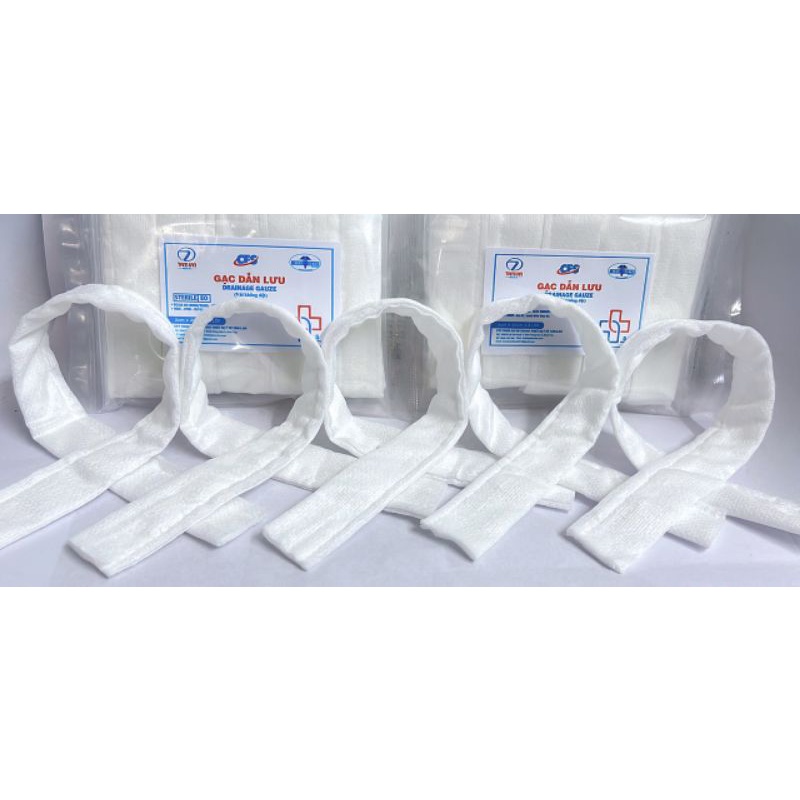 Gạc dẫn lưu 2cm x 30cm 6 lớp (vải ko dệt) 5 miếng/ túi