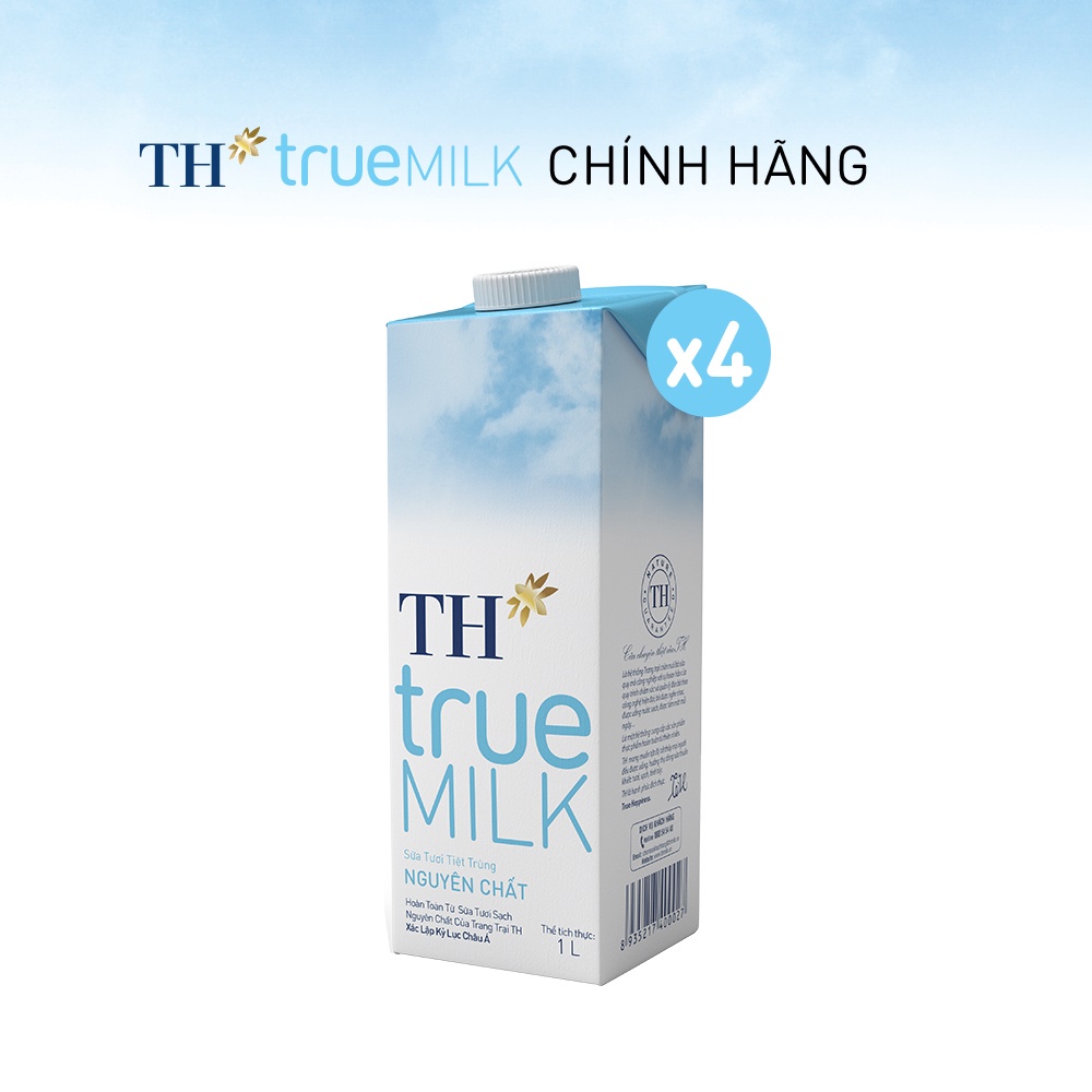 Combo 4 Hộp sữa tươi tiệt trùng nguyên chất TH True Milk 1L (1L x 4)