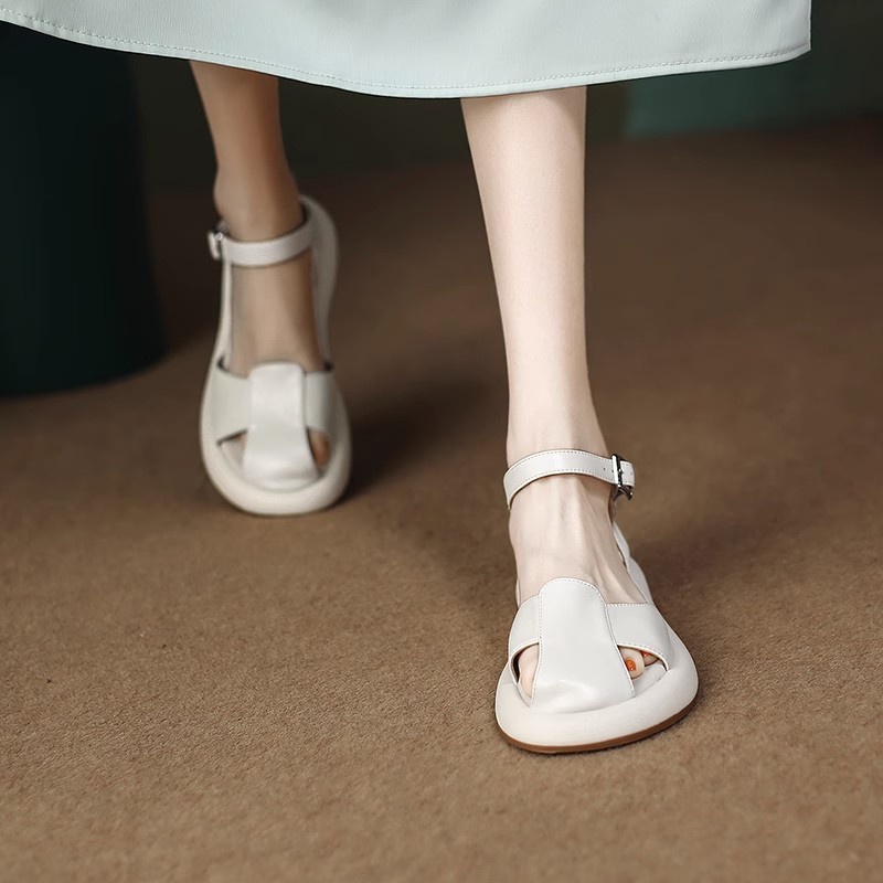 Tạp Dề Trọng Lượng Nhẹ ~ Mặc Tuyệt Vời!Sandal Hở Ngón Đế Mềm Bằng Chất Liệu Da Thật Thời Trang Mùa Hè 2023 Cho Nữ