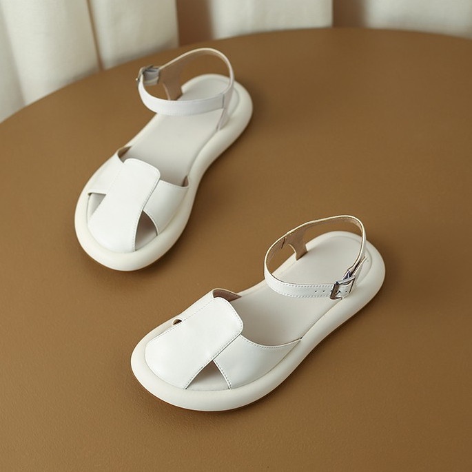 Tạp Dề Trọng Lượng Nhẹ ~ Mặc Tuyệt Vời!Sandal Hở Ngón Đế Mềm Bằng Chất Liệu Da Thật Thời Trang Mùa Hè 2023 Cho Nữ