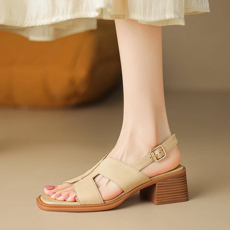 Thiết Kế Niche Niche Mềm Mại ~ Thiết Kế Mềm Mại!Giày Sandal Cao Gót Da Cừu Hở Ngón Thời Trang Mùa Hè 2023 Dành Cho Nữ