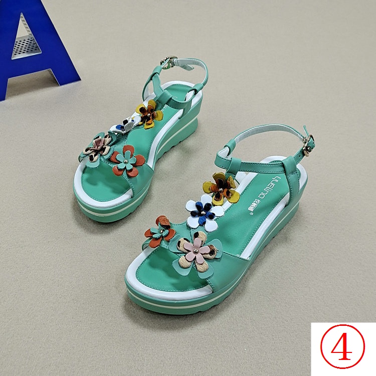 Giày Sandal Bằng Da Thật Đế Dày Nhẹ Nhàng Hở Ngón Cài Khóa Hoa Phong Cách Hàn Quốc Thời Trang Mùa Hè Cho Nữ