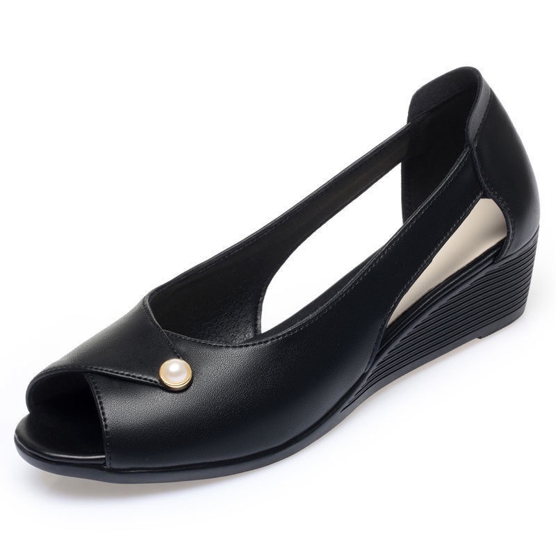 Giày Sandal Da Mềm Đế Bằng Hở Ngón Dễ Phối Đồ Thời Trang Cho Nữ