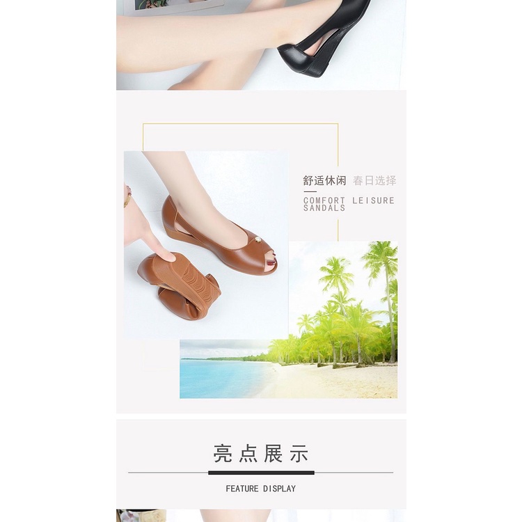 Giày Sandal Da Mềm Đế Bằng Hở Ngón Dễ Phối Đồ Thời Trang Cho Nữ