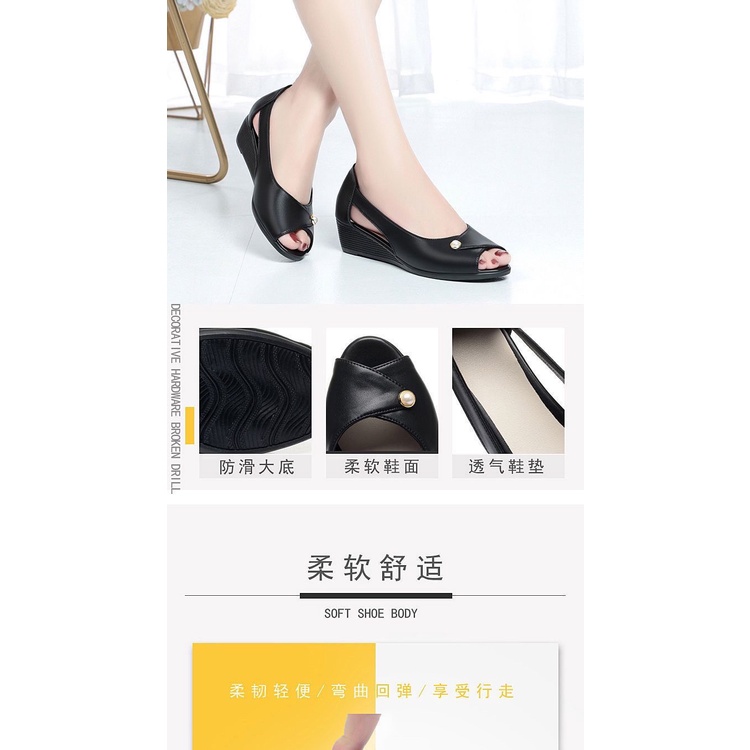 Giày Sandal Da Mềm Đế Bằng Hở Ngón Dễ Phối Đồ Thời Trang Cho Nữ