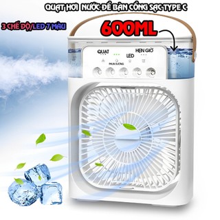 Quạt điều hòa phun sương hơi nước mini để bàn 3 chế độ tích hợp led , quạt phun sương mini
