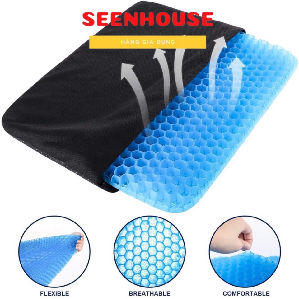 Đệm ngồi 3D thoáng khí 2 lớp gel tổ ong silicon , Nệm Ngồi Thoáng Khí
