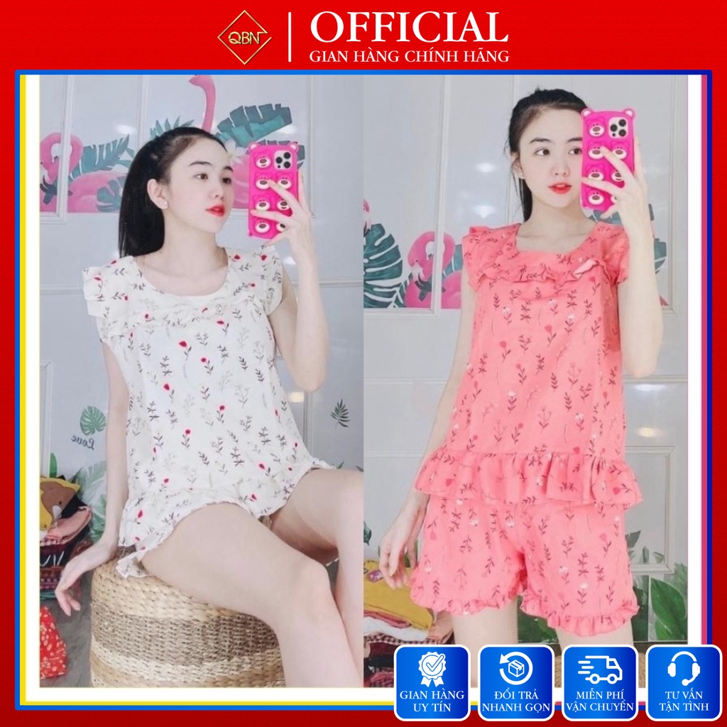 Đồ bộ lụa đồ mặc nhà quần đùi thoáng mát đẹp hoa ly