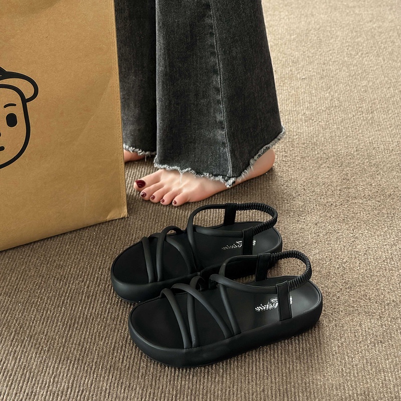 Giày Sandal Cao Gót Đế Bằng Cột Dây Thời Trang Mùa Hè 2023 Cho Nữ