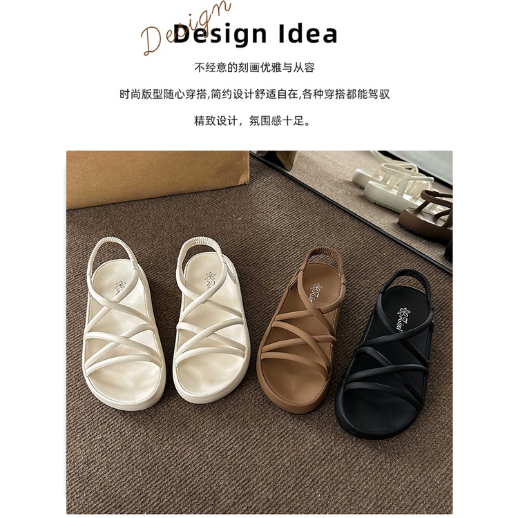 Giày Sandal Cao Gót Đế Bằng Cột Dây Thời Trang Mùa Hè 2023 Cho Nữ