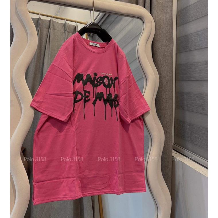 Áo Thun Form Rộng 3158 Cotton Khô Tay Lỡ Nam Nữ In Chữ Chảy Maison