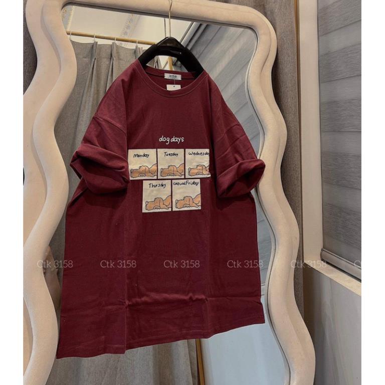 Áo Thun Form Rộng 3158 Cotton khô Tay Lỡ Nam Nữ dogday