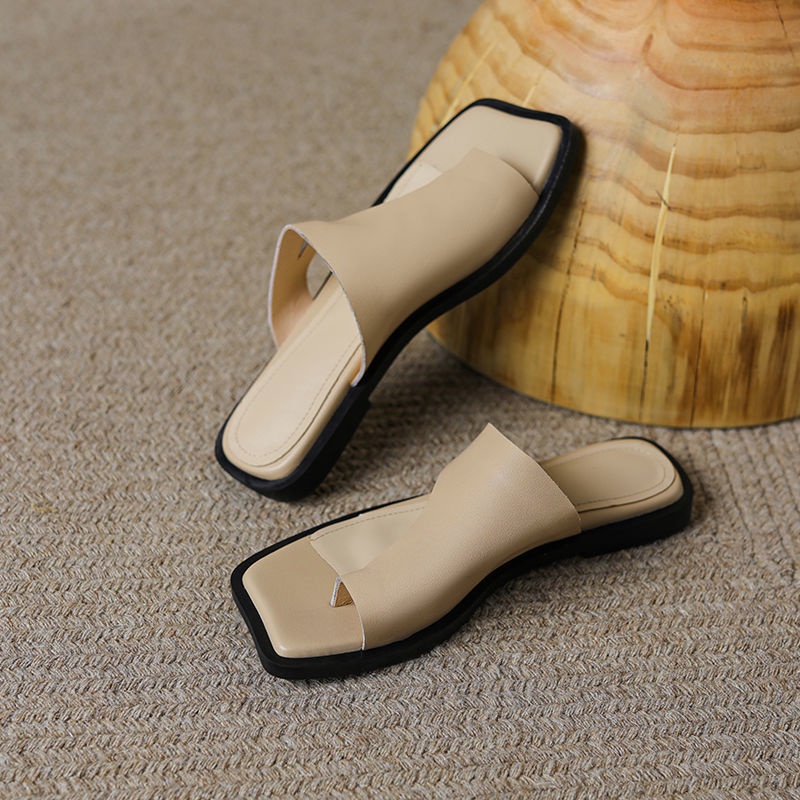 Dép Sandal Đế Dày Bằng Da Phong Cách Thời Trang Pháp 2022 Dành Cho Nữ