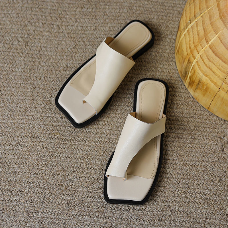 Dép Sandal Đế Dày Bằng Da Phong Cách Thời Trang Pháp 2022 Dành Cho Nữ