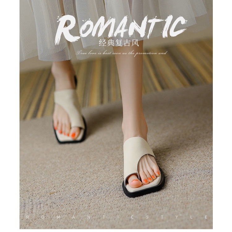 Dép Sandal Đế Dày Bằng Da Phong Cách Thời Trang Pháp 2022 Dành Cho Nữ